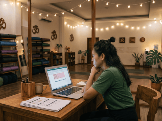 Pemilik studio kewalahan mengurus admin di depan laptop